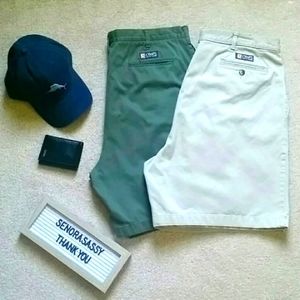 2 Pair - Ralph Lauren Chaps Pleated Cotton Shorts Waist 38"